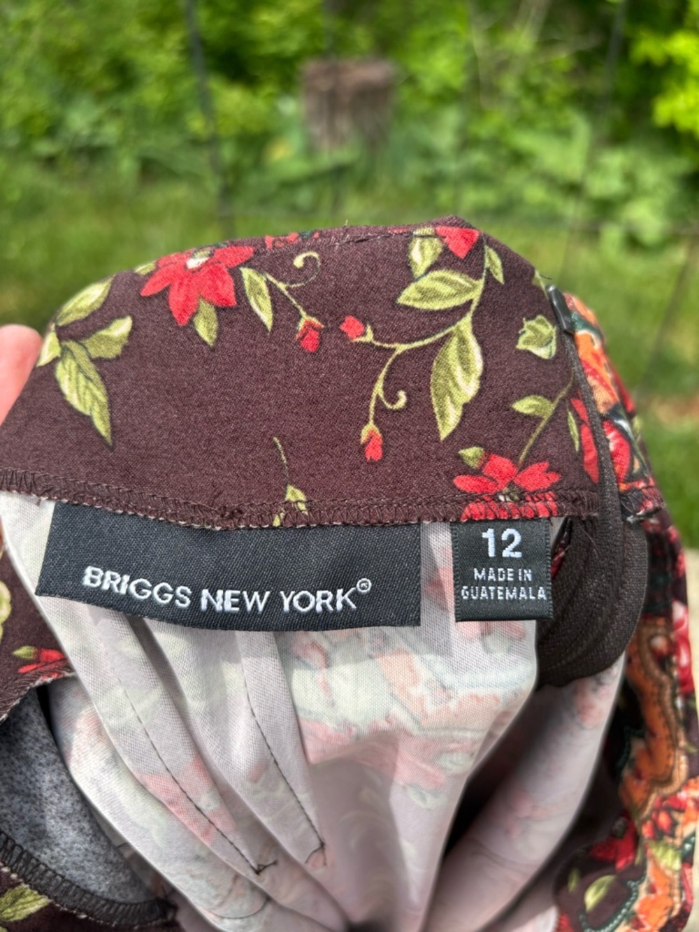 Vintage Briggs New York Brown Midi Skirt Red Floral Print Paisley Women Size 12 - Picture 2 of 14